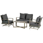Ensemble de meubles de patio Outsunny, ensemble de conversation de jardin 4 pièces en rotin avec 2 fauteuils à bascule, coussins, canapé et table basse