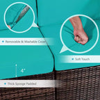 Costway Ensemble de Meubles de Patio en Rotin 8 Pièces Table Brasero Housse de Réservoir de Gaz pour Terrasse Crème/Noir/Bleu Marine/Rouge/Turquoise