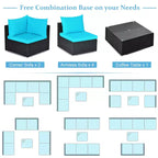 Costway 7PCS Patio Rattan Sofa Set Sectional Conversation Furniture Set Garden Beige\ Navy\Red\Navy Blue