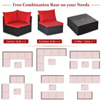 Costway 7PCS Patio Rattan Sofa Set Sectional Conversation Furniture Set Garden Beige\ Navy\Red\Navy Blue