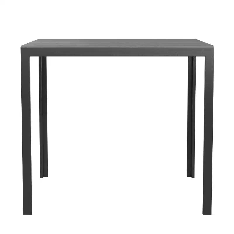 Merrick Lane All-Weather Indoor/Outdoor Square Patio Dining Table for 4 with Steel Frame and Poly Resin Slatted Top - Black