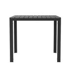 Merrick Lane All-Weather Indoor/Outdoor Square Patio Dining Table for 4 with Steel Frame and Poly Resin Slatted Top - Black