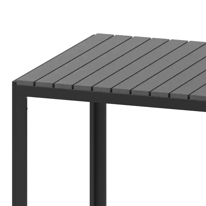 Merrick Lane All-Weather Indoor/Outdoor Square Patio Dining Table for 4 with Steel Frame and Poly Resin Slatted Top - Black