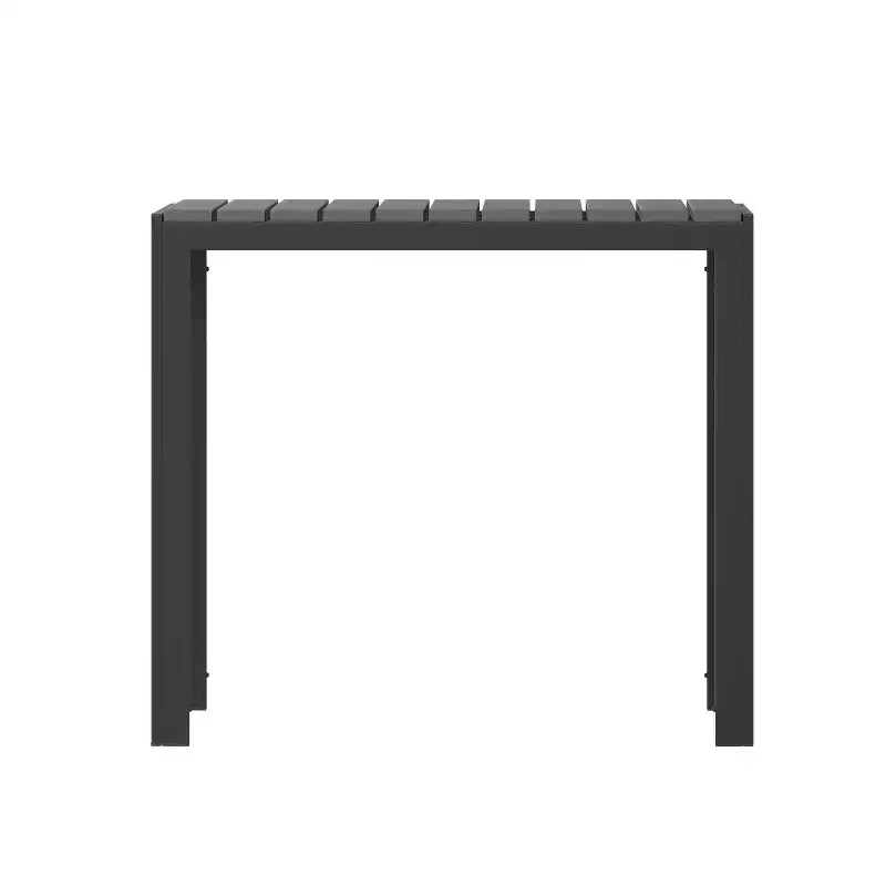 Merrick Lane All-Weather Indoor/Outdoor Square Patio Dining Table for 4 with Steel Frame and Poly Resin Slatted Top - Black