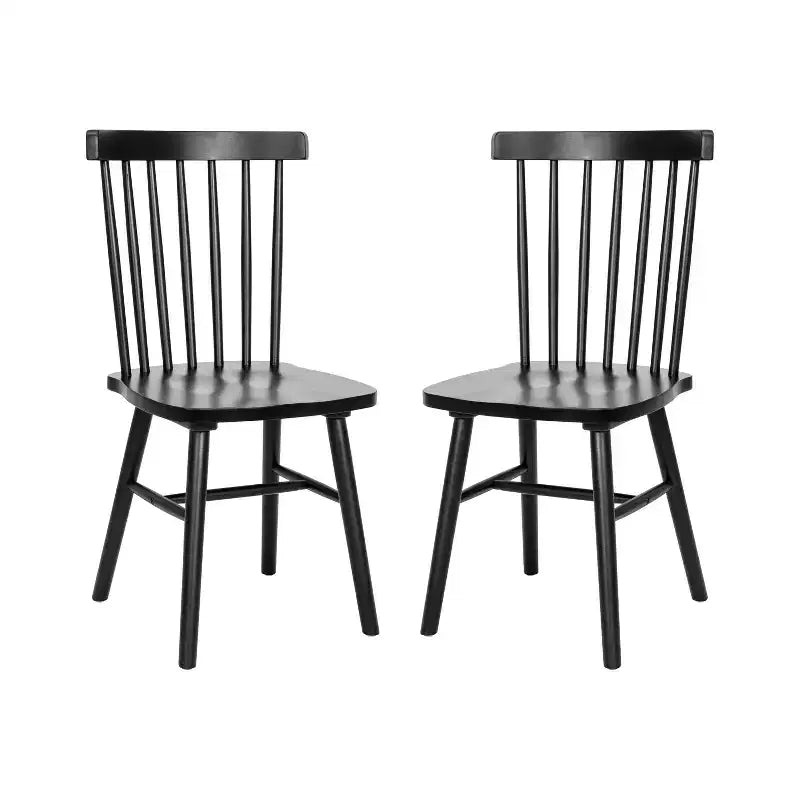 Emma and Oliver Set of Premium Solid Wood Spindle Back Armless Dining Chairs with Saddle Seats and Felt Floor Protectors