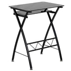 Bureau d'ordinateur Emma et Oliver en verre trempé avec tablette coulissante pour clavier