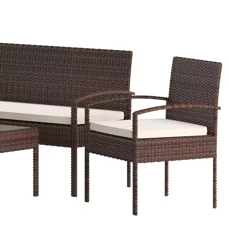 Flash Furniture Aransas Series 4 Piece Patio Set with Steel Frame and Cushions