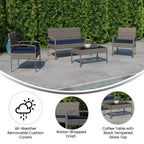 Flash Furniture Aransas Series 4 Piece Patio Set with Steel Frame and Cushions