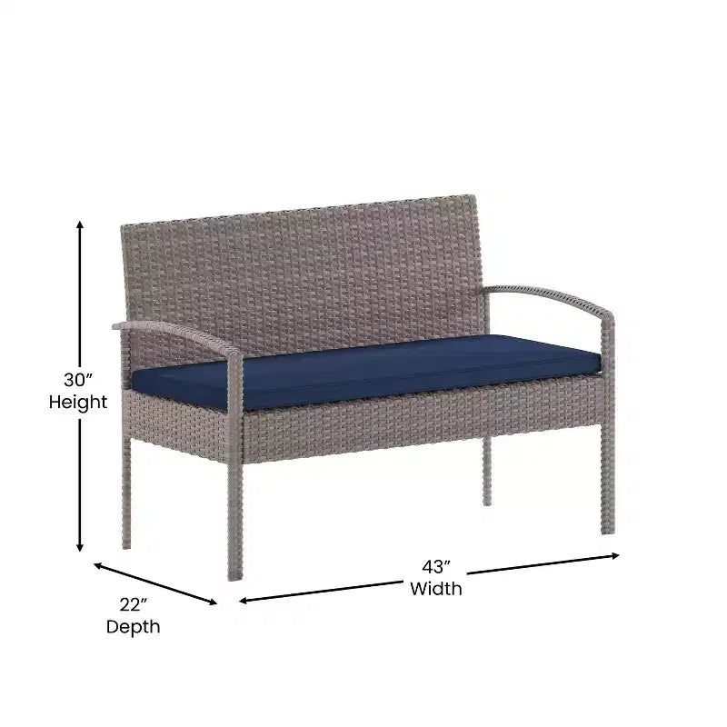 Flash Furniture Aransas Series 4 Piece Patio Set with Steel Frame and Cushions