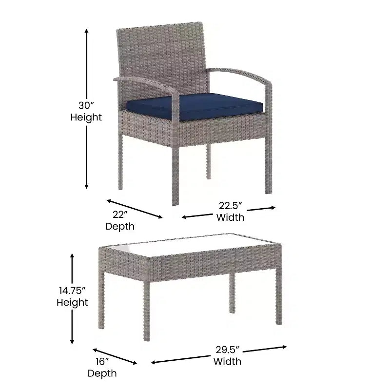 Flash Furniture Aransas Series 4 Piece Patio Set with Steel Frame and Cushions