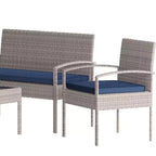 Flash Furniture Aransas Series 4 Piece Patio Set with Steel Frame and Cushions