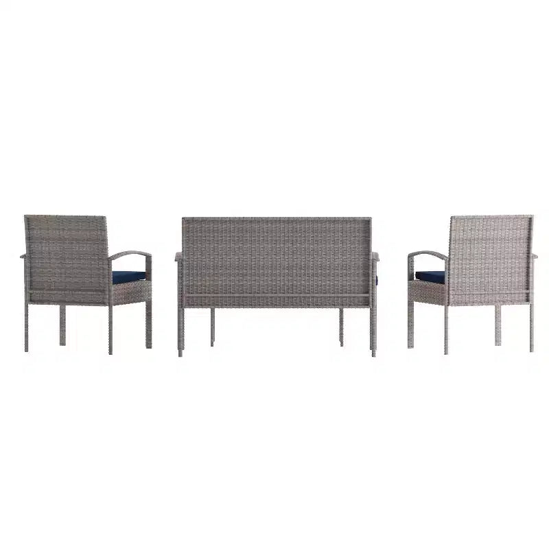 Flash Furniture Aransas Series 4 Piece Patio Set with Steel Frame and Cushions