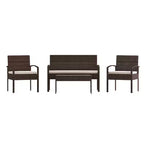 Flash Furniture Aransas Series 4 Piece Patio Set with Steel Frame and Cushions