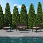 Flash Furniture Aransas Series 4 Piece Patio Set with Steel Frame and Cushions
