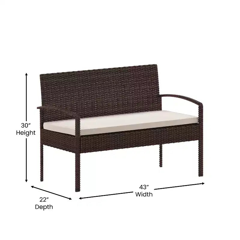 Flash Furniture Aransas Series 4 Piece Patio Set with Steel Frame and Cushions