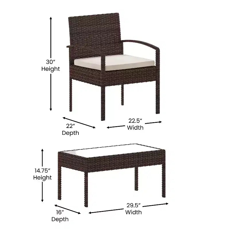 Flash Furniture Aransas Series 4 Piece Patio Set with Steel Frame and Cushions