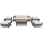 Ensemble de canapé en osier synthétique 6 pièces toutes saisons, salon de jardin en rotin synthétique avec pieds et plateau de table en bois - ModernLuxe