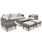 Ensemble de canapé en osier synthétique 6 pièces toutes saisons, salon de jardin en rotin synthétique avec pieds et plateau de table en bois - ModernLuxe