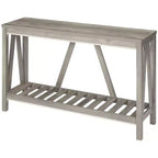 HOMCOM Table Console de Ferme avec Étagère de Rangement, Table de Canapé Rustique avec Dispositif Anti-basculement pour Meuble de Salon, Chambre et Entrée