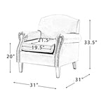 Fauteuil Gianluigi en similicuir végane de transition avec clous décoratifs et pieds en bois massif pour la chambre et le salon | ART OF LIVING DESIGNS