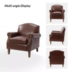 Fauteuil Gianluigi en similicuir végane de transition avec clous décoratifs et pieds en bois massif pour la chambre et le salon | ART OF LIVING DESIGNS