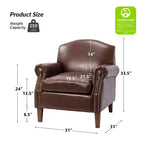 Fauteuil Gianluigi en similicuir végane de transition avec clous décoratifs et pieds en bois massif pour la chambre et le salon | ART OF LIVING DESIGNS