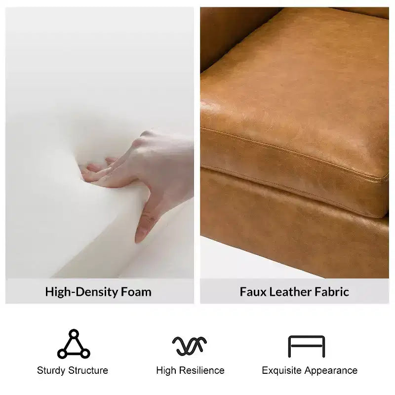 Fauteuil Gianluigi en similicuir végane de transition avec clous décoratifs et pieds en bois massif pour la chambre et le salon | ART OF LIVING DESIGNS