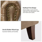 Fauteuil Gianluigi en similicuir végane de transition avec clous décoratifs et pieds en bois massif pour la chambre et le salon | ART OF LIVING DESIGNS