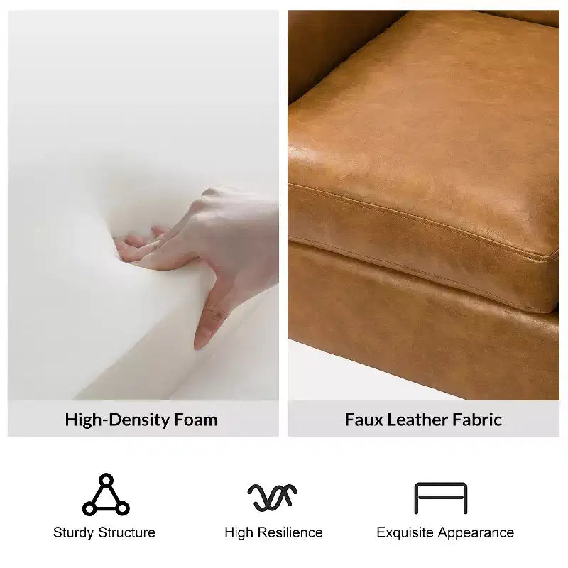 Fauteuil Gianluigi en similicuir végane de transition avec clous décoratifs et pieds en bois massif pour la chambre et le salon | ART OF LIVING DESIGNS