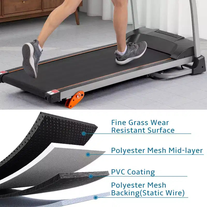 1.5HP Electric Adjustable Compact Folding Treadmill with Equipment Holder, Pulse Sensor and 3 Levels of Incline - ModernLuxe