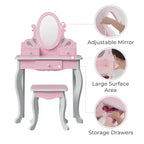 Coiffeuse pour enfant en bois Raiponce Fantasy Fields avec tabouret, rangement et miroir