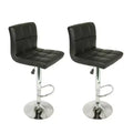 Legacy Decor Set of 2 Barstools Adjustable Swivel Faux Leather Square Stitch Design