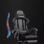 Chaise de gaming avec repose-pieds et oreiller de massage lombaire ergonomique en cuir PU - GTRACING