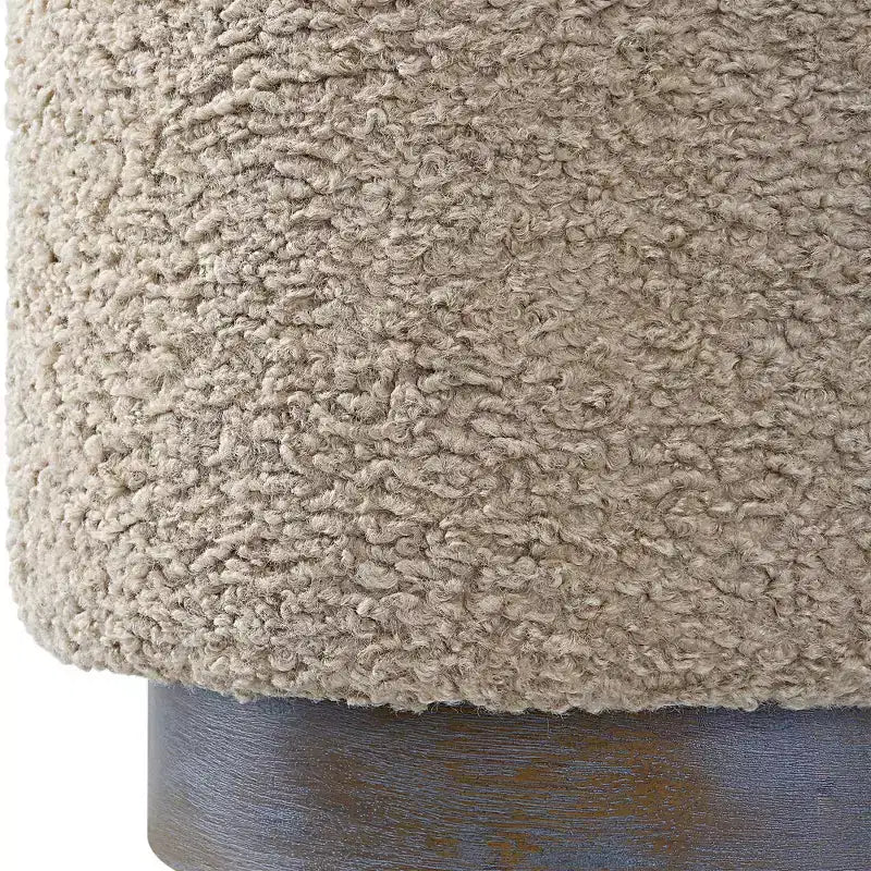 Uttermost Avila 16 Wide Wooden Base and Latte Fabric Ottoman