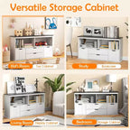 Costway Kids Toy Storage Organizer Wooden Bookshelf TV Stand with Drawers Blackboard Top