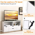 Costway Kids Toy Storage Organizer Wooden Bookshelf TV Stand with Drawers Blackboard Top