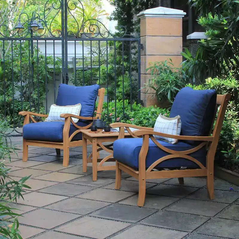 Sonoma Lane Alamo 3pc Teak Outdoor Chat Set with Zippered Cushions