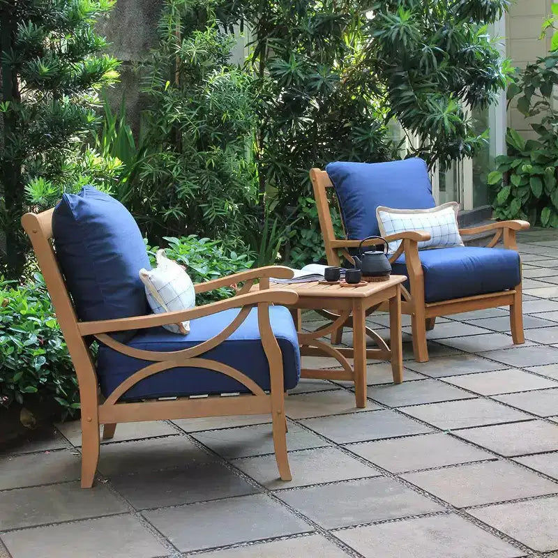 Sonoma Lane Alamo 3pc Teak Outdoor Chat Set with Zippered Cushions