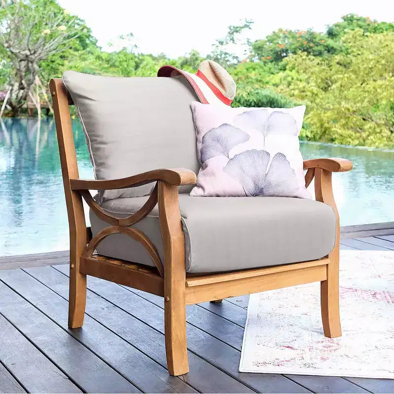 Sonoma Lane Alamo 3pc Teak Outdoor Chat Set with Zippered Cushions