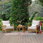 Sonoma Lane Alamo 3pc Teak Outdoor Chat Set with Zippered Cushions