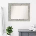 Miroir mural de salle de bain Amanti Art gris colombe, bords non biseautés