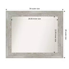 Miroir mural de salle de bain Amanti Art gris colombe, bords non biseautés