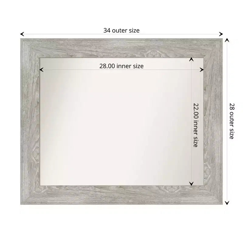 Miroir mural de salle de bain Amanti Art gris colombe, bords non biseautés