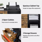 Yaheetech 3-Drawer Vintage File Cabinet with Socket and USB Charging Port Black/Rustic Brown