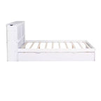 Storage Platform Bed with Pull Out Shelves and Twin Size Trundle Bed-ModernLuxe