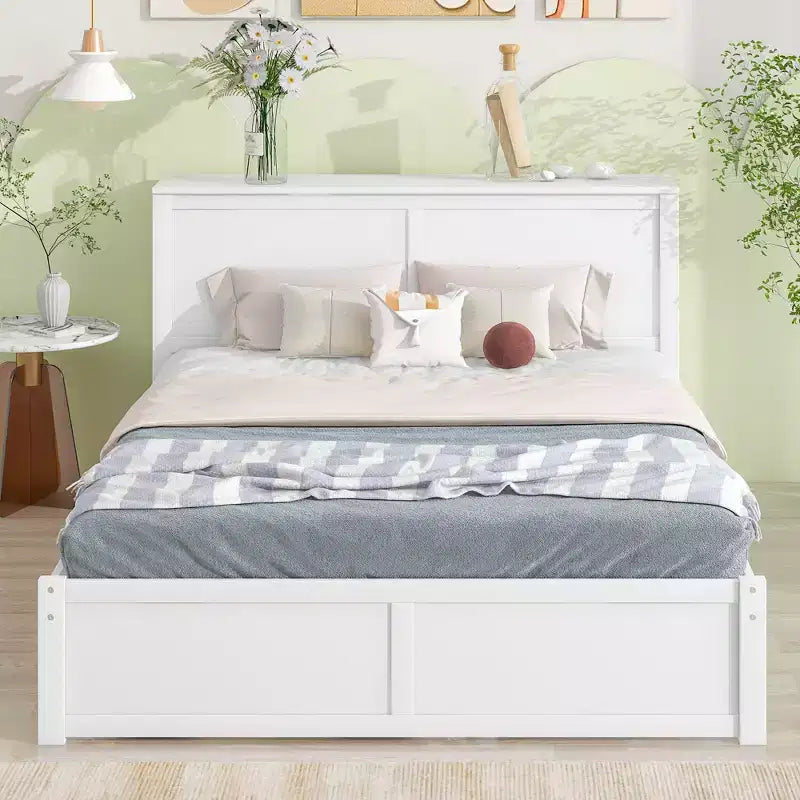 Storage Platform Bed with Pull Out Shelves and Twin Size Trundle Bed-ModernLuxe