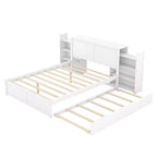 Storage Platform Bed with Pull Out Shelves and Twin Size Trundle Bed-ModernLuxe