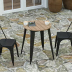 Table à manger Merrick Lane intérieure/extérieure, plateau rond en polyrésine toutes saisons de 23,75 po avec base en acier