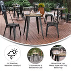 Table à manger Merrick Lane intérieure/extérieure, plateau rond en polyrésine toutes saisons de 23,75 po avec base en acier