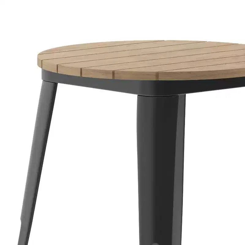 Table à manger Merrick Lane intérieure/extérieure, plateau rond en polyrésine toutes saisons de 23,75 po avec base en acier